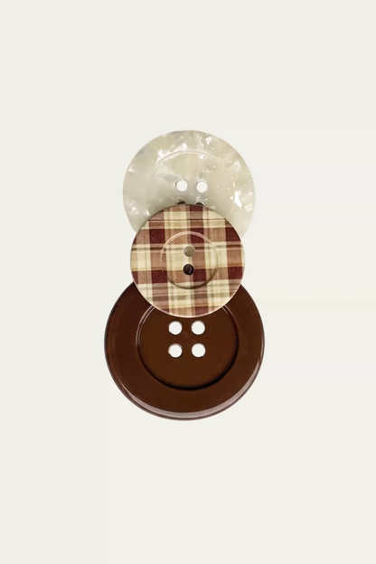 Plaid Polka Dot Button Hairpin