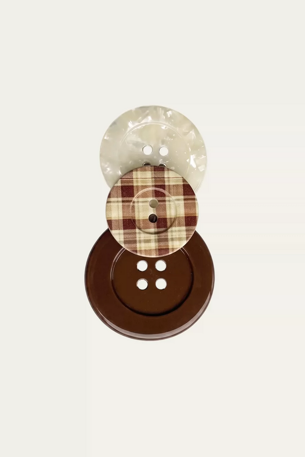 Plaid Polka Dot Button Hairpin