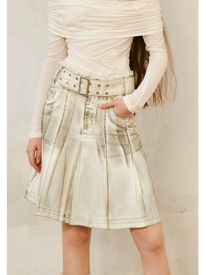 High waist slim denim skirt