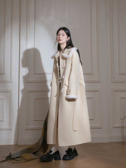 Mink long wool coat