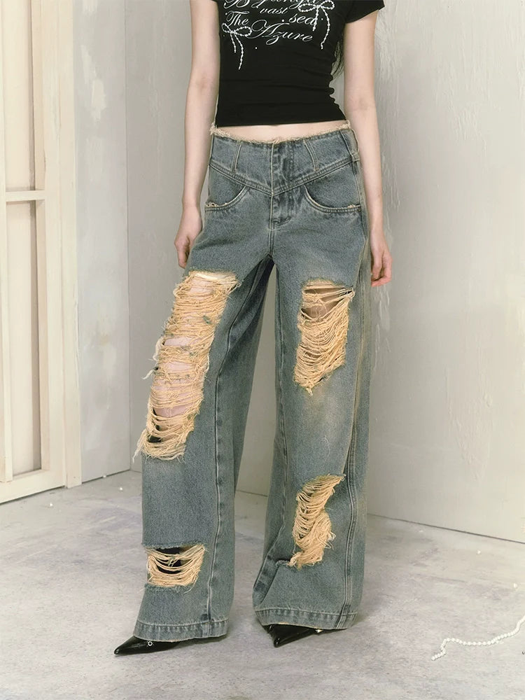 Wide leg high waist jeans