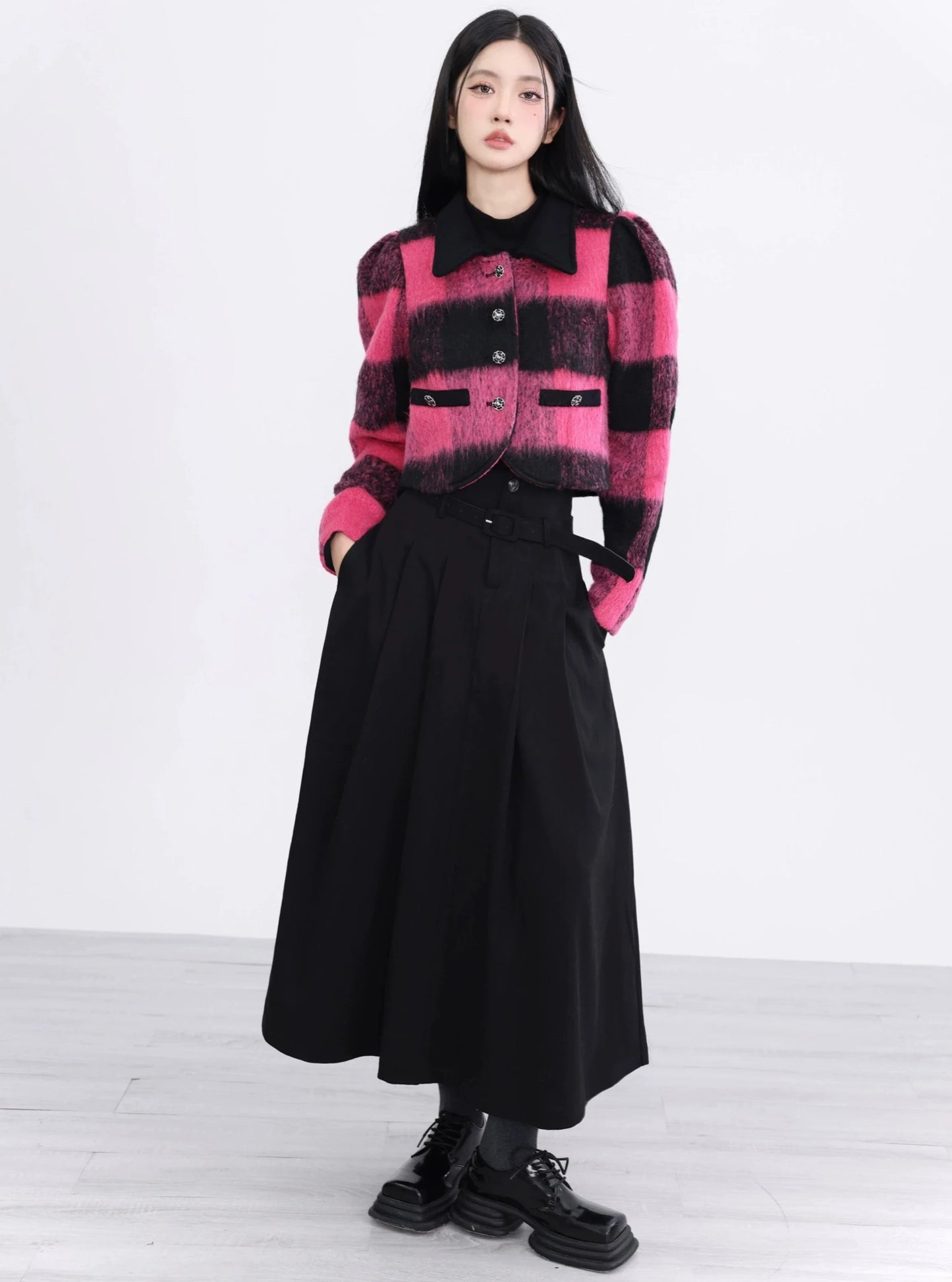 Wool plaid small Coat