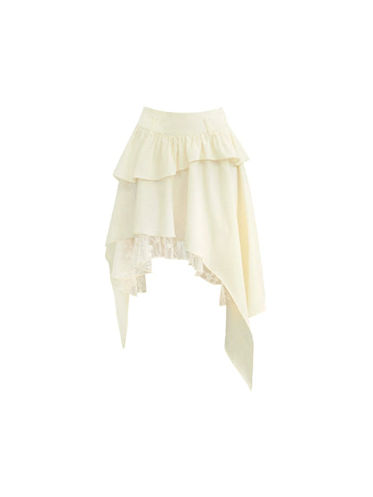 White Butterfly Embroidered Skirt Set-Up