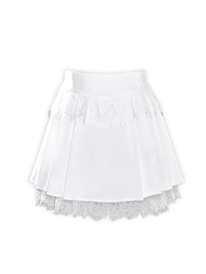 High waist slim pleated skirt