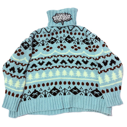 Strange Blue Jacquard Hooded Top