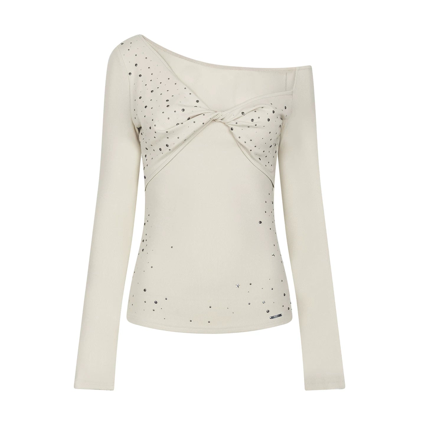 Rhinestone Twist Slim Blouse