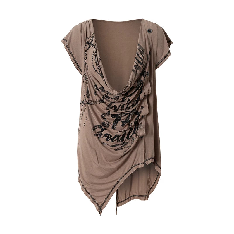 Punk Asymmetrical Neckline T-Shirt Set-Up
