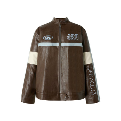 Brown Letter Embroidery Jacket
