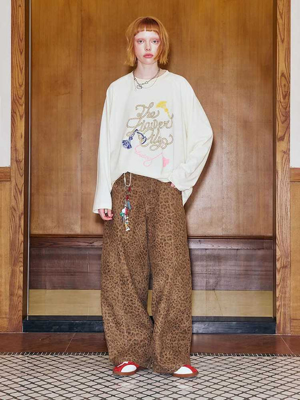 Knitted loose long sleeve T-shirt