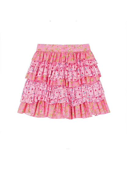 Flower layered short skirt