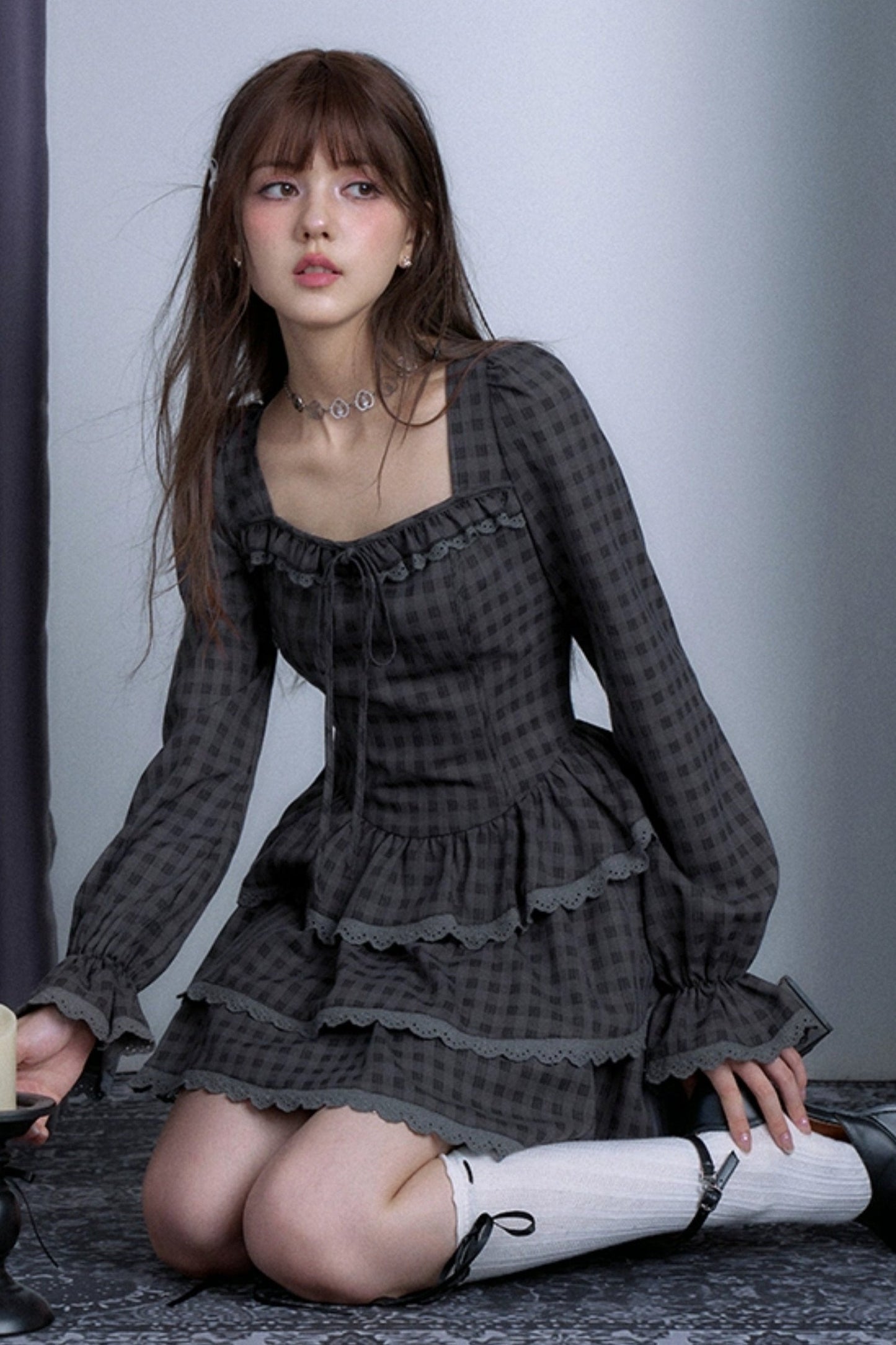 Classic Dark Plaid Princess Dress