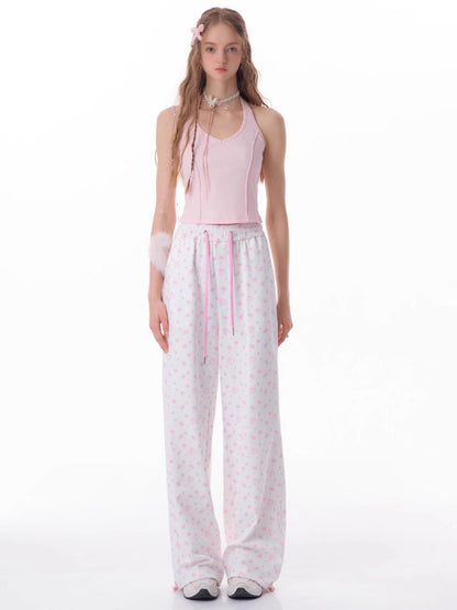 Rabbit floral pink casual pants