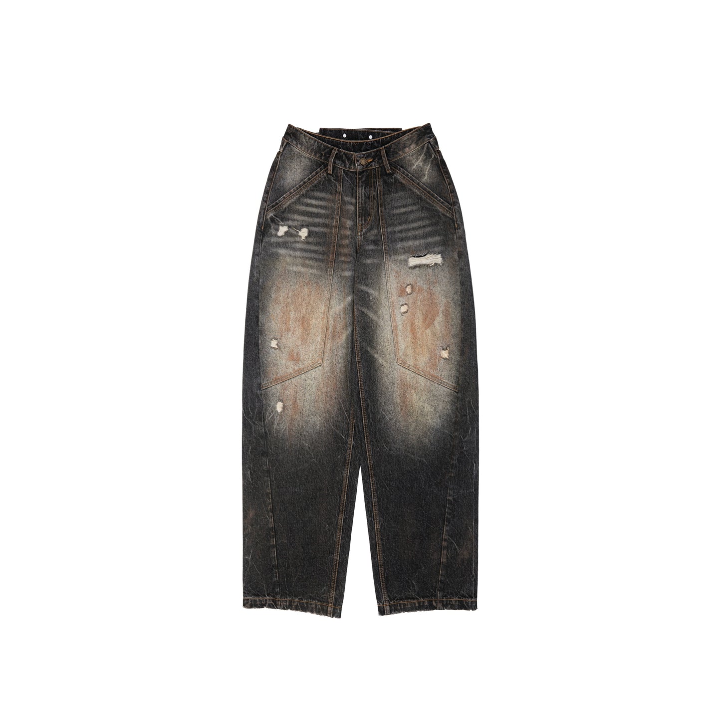 Relaxed Wide Leg Mud Dye Jeans Pants