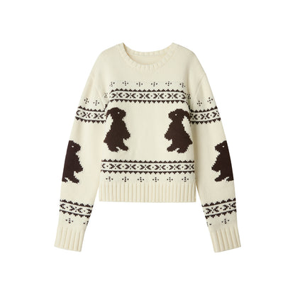 Fair Isle Rabbit Crew Neck Knit