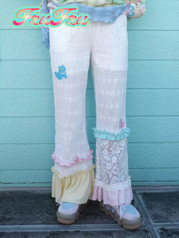 Embroidery casual pants