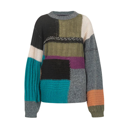 Farbblock-Pullover aus Mischgarn