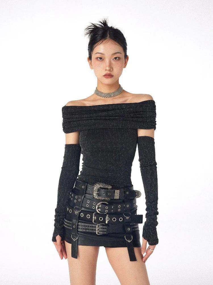 Off-shoulder two-wear knit