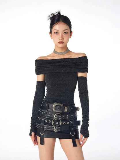 Off-shoulder two-wear knit