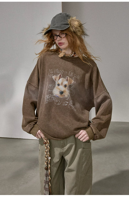 Retro Mottled Graphic Sweatshirt