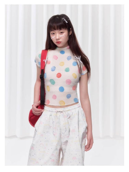 Colorful polka dot T-shirt