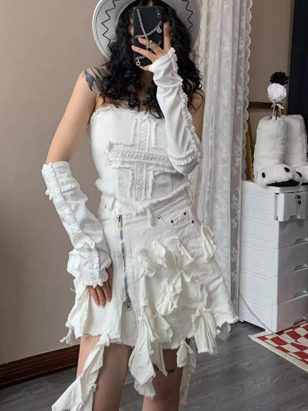 Hot girl denim short skirt