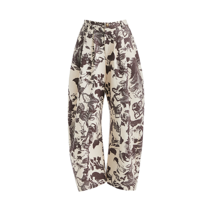 Beige Floral Scimitar Pants