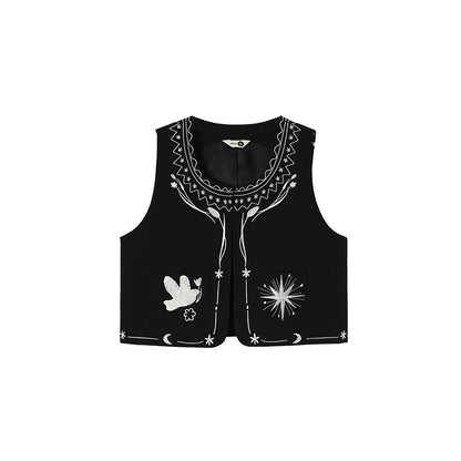 Bright Star Vintage Bird Embroidery Wool Jacket Set-Up