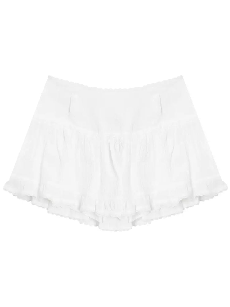 High waist lace a-line short skirt