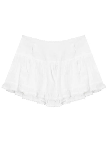 High waist lace a-line short skirt