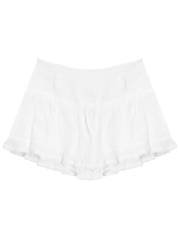 High waist lace a-line short skirt