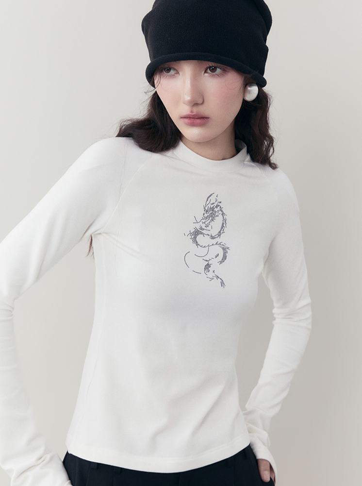 Dragon Round Neck Bottom Knit Tops