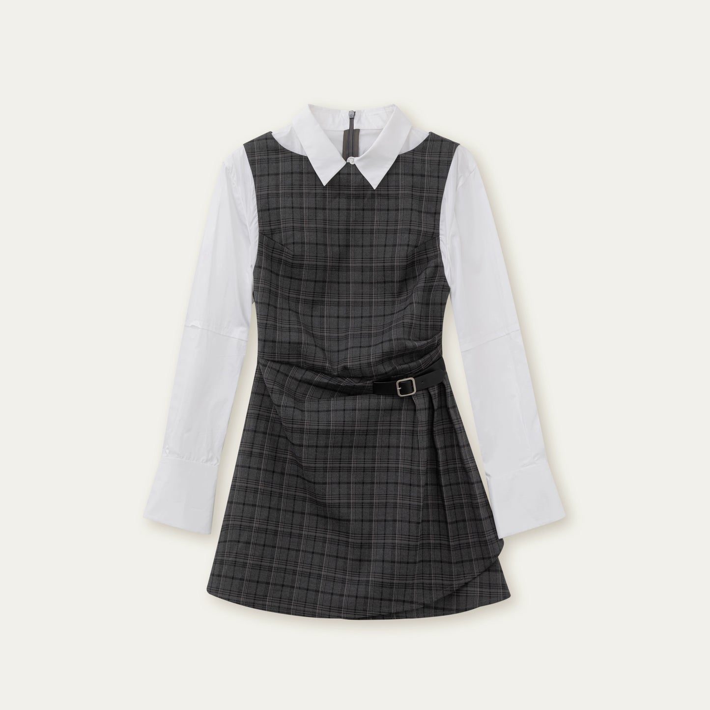 SunsetPark Plaid Leather Buckle Dress