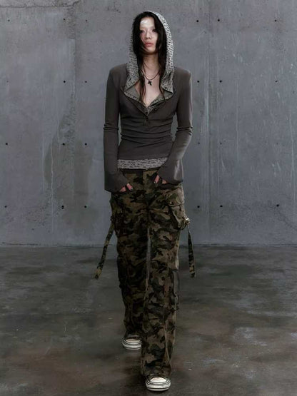 Camouflage multi-pocket pants