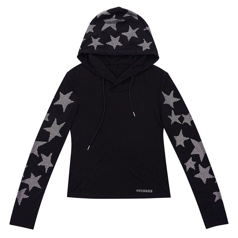 CFIERCE five-pointed star perm long-sleeved hoodie