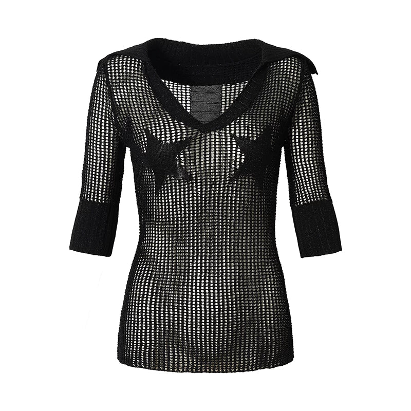 Hollow Star Knit Top
