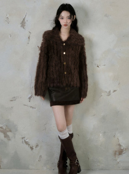 Imitation Mink Cardigan Jacket