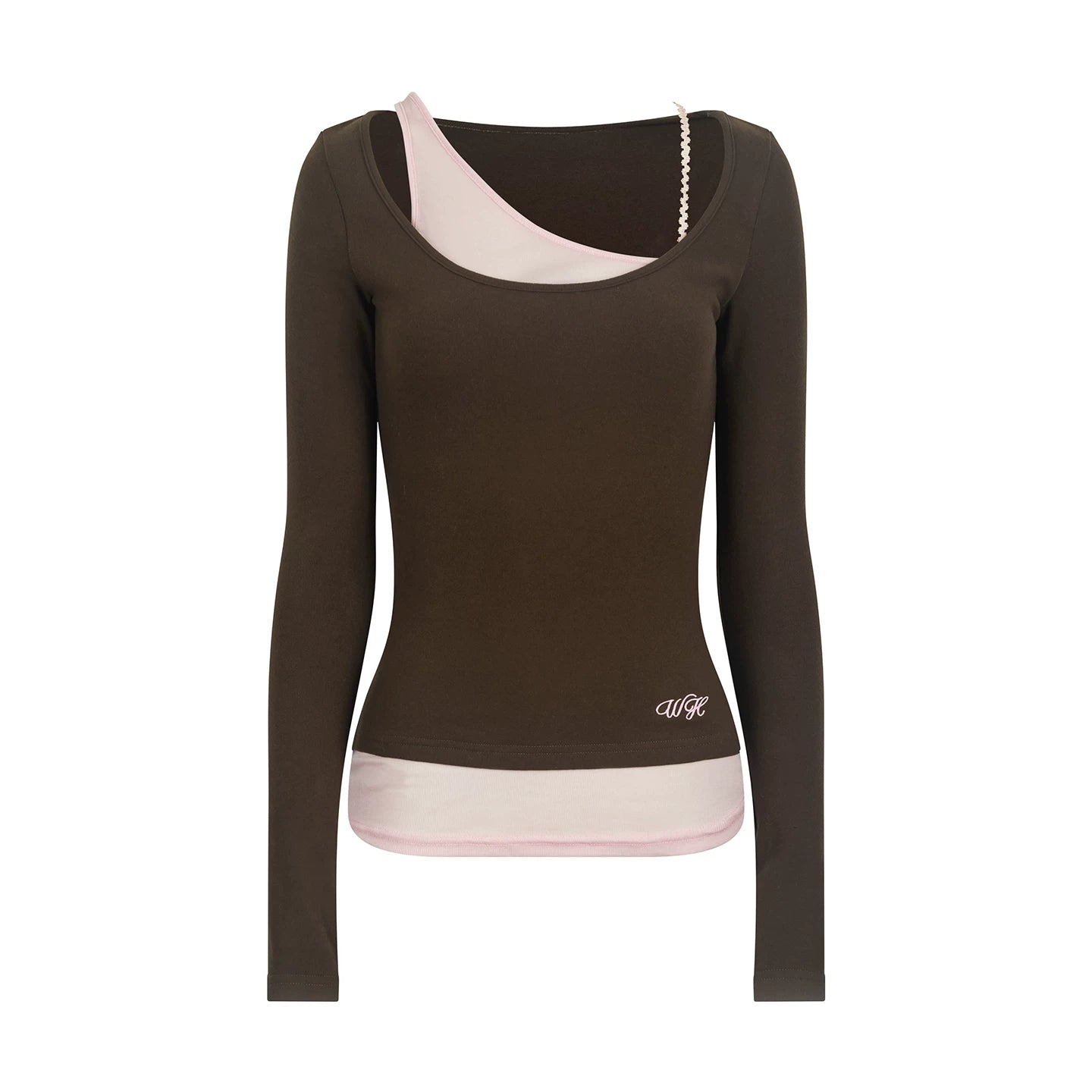 Patchwork Long-Sleeve Blouse Top