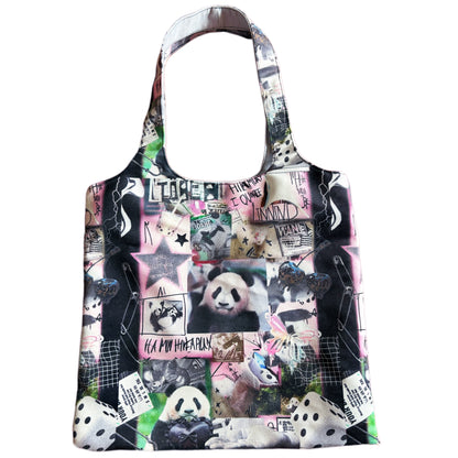 Mile Panda Canvas Shoulder Tote Bag
