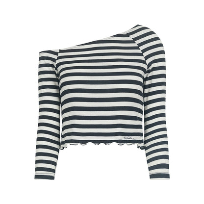 Schräges Schulter-Mid-Sleeve-Top