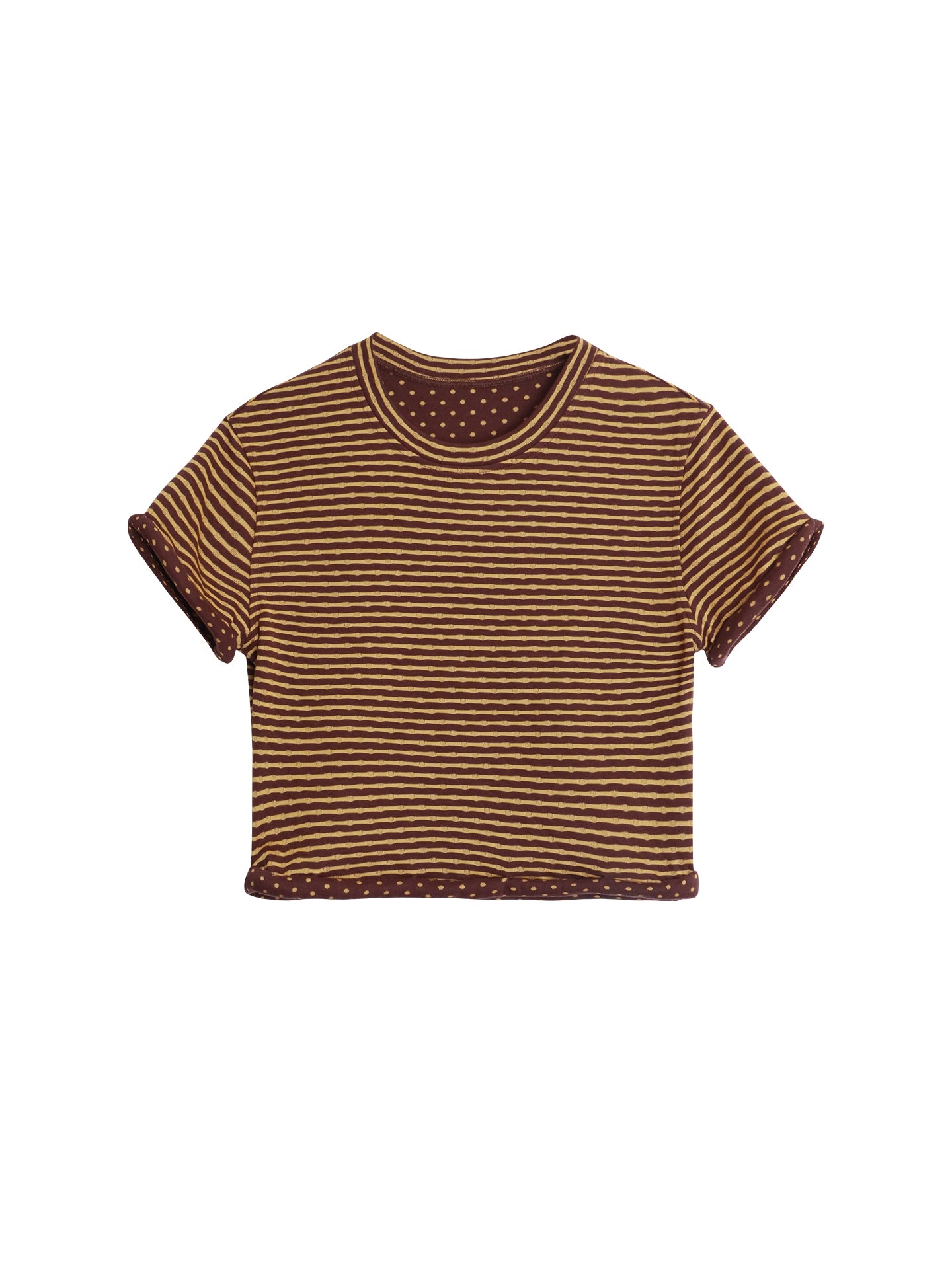 Vintage Striped Rolled Hem Short-Sleeve Top