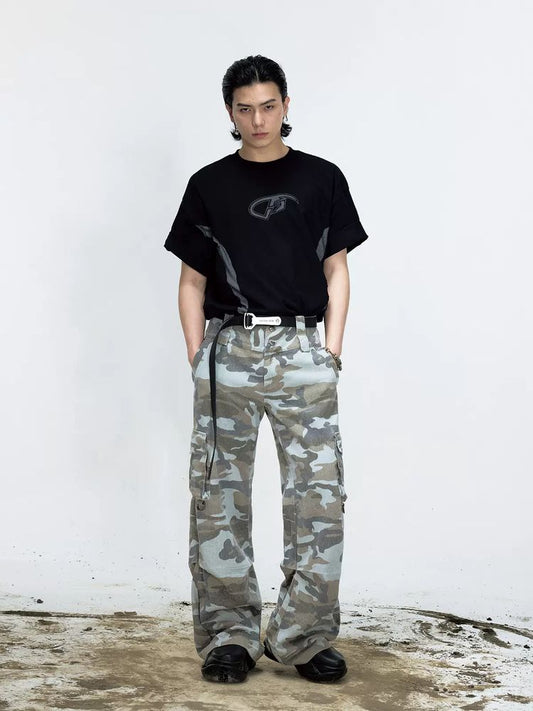 Camouflage loose wide leg pants