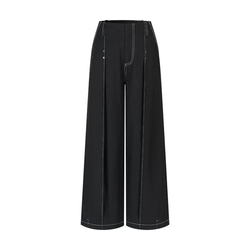 Doppelt plissierte Hose mit weitem Bein