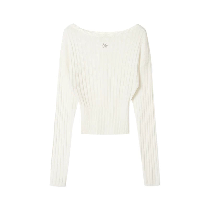 Merinowolle One-Shoulder Strickoberteil