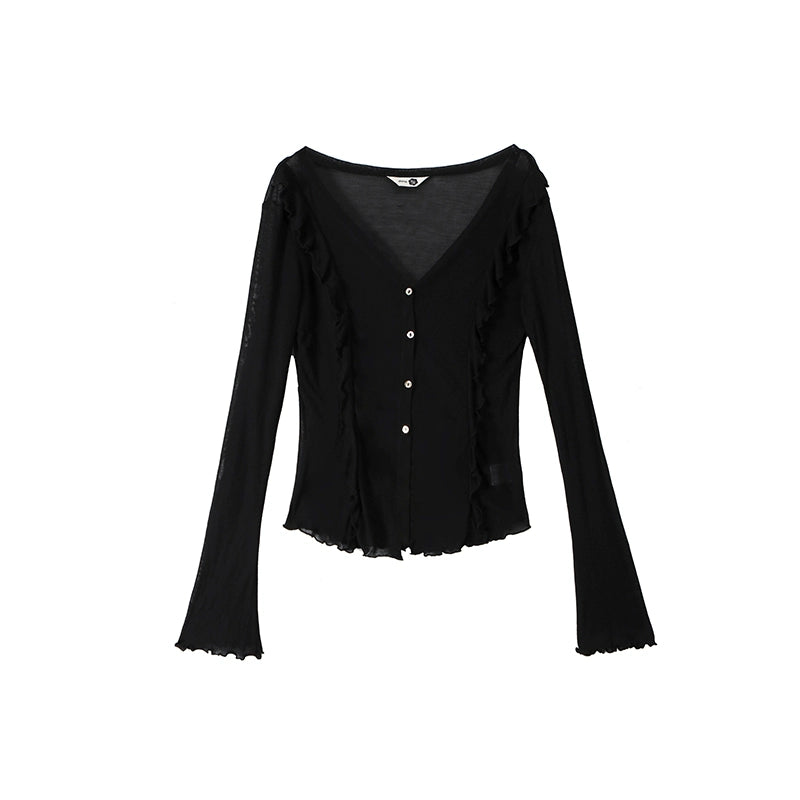 Soft Silhouette Bell Sleeve Knit Cardigan