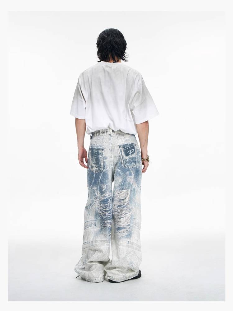 Printed wide leg pants