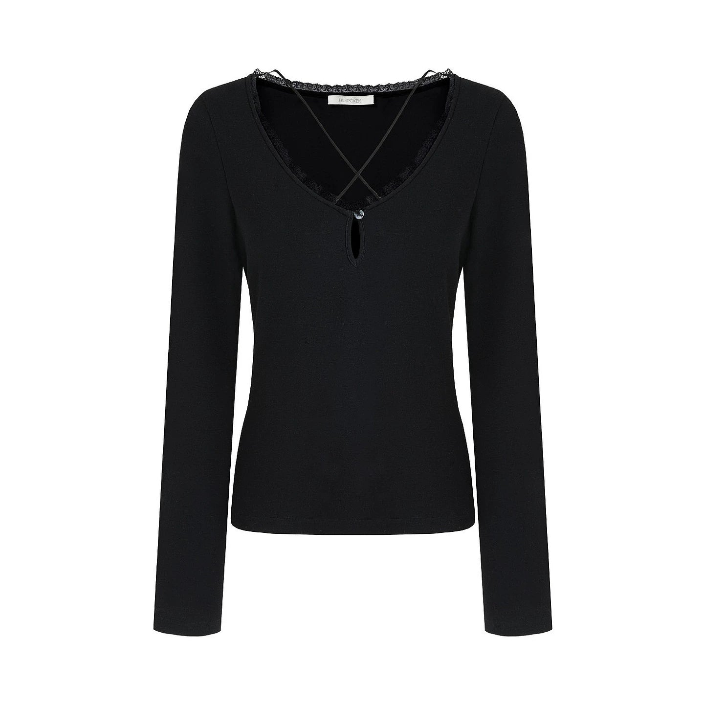 Black Cross-Neck Knit Sweater