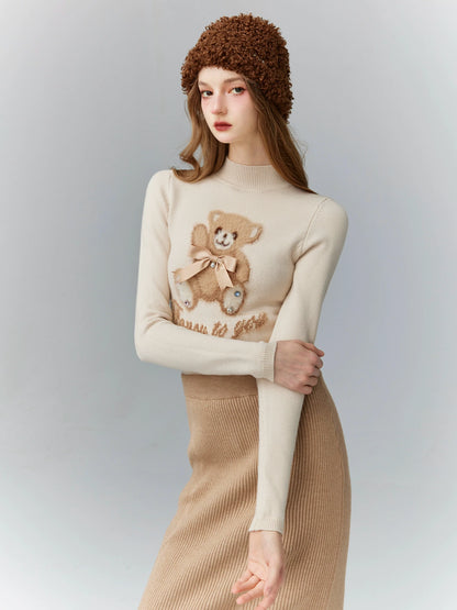 Hazelnut Cute Bear Knit Layered Set