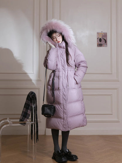 Purple diamond long down jacket