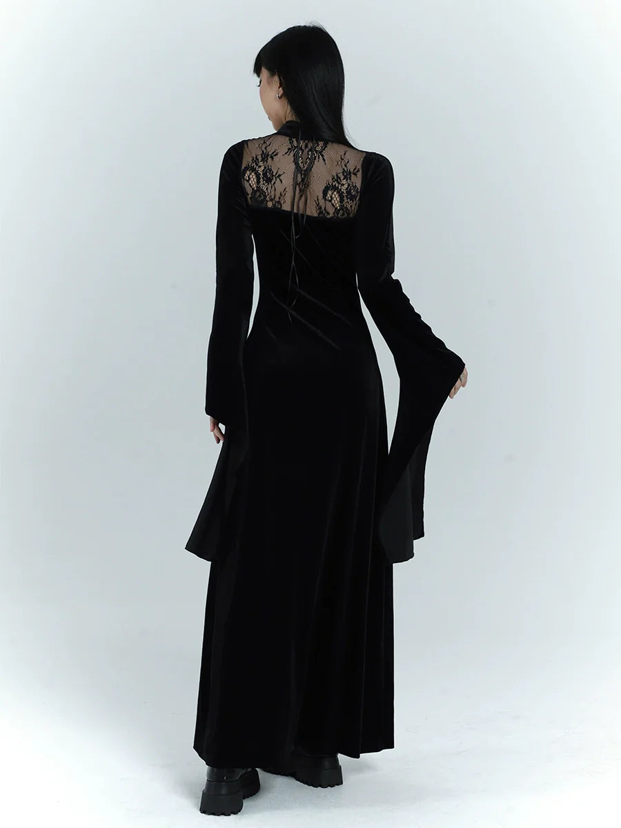 Gothic Velvet Drapy Long Dress