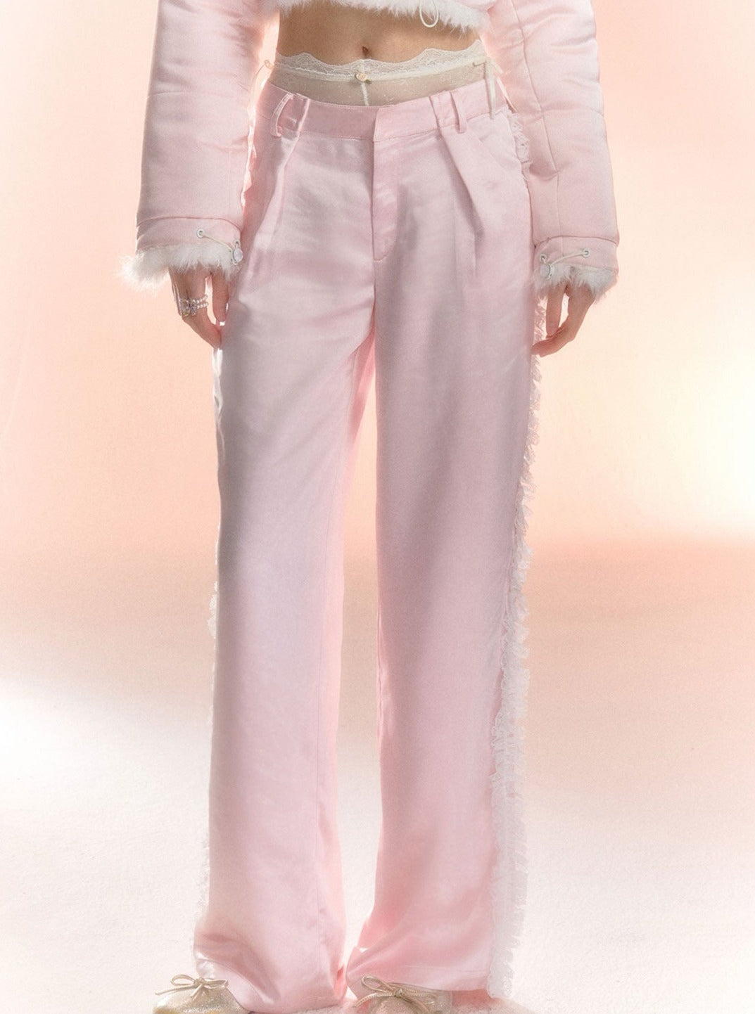 Satin Baggy Trousers Track Pants